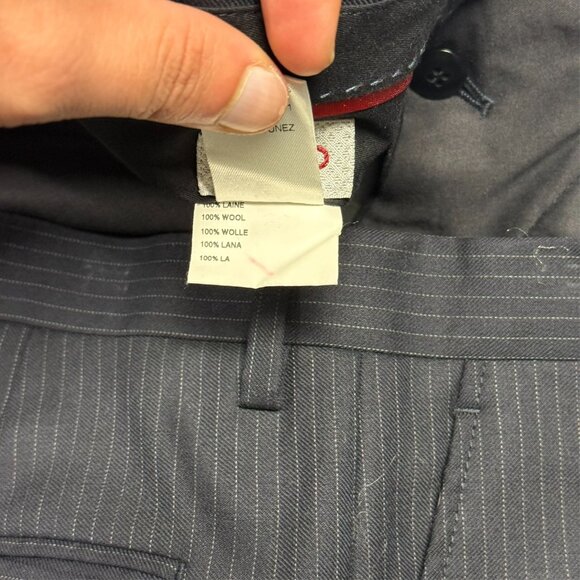 KENZO Paris Dress Pants Navy Blue Wool Trousers Pinstripe 40x34 - Picture 5 of 10